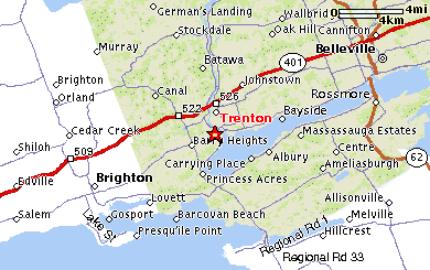 Map showing where Quinte West is.